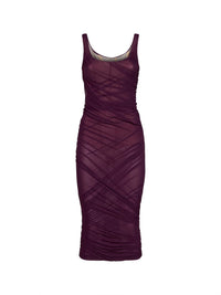The Attico Women Plum Tulle "Superattico10" Draped Midi/Long Dress