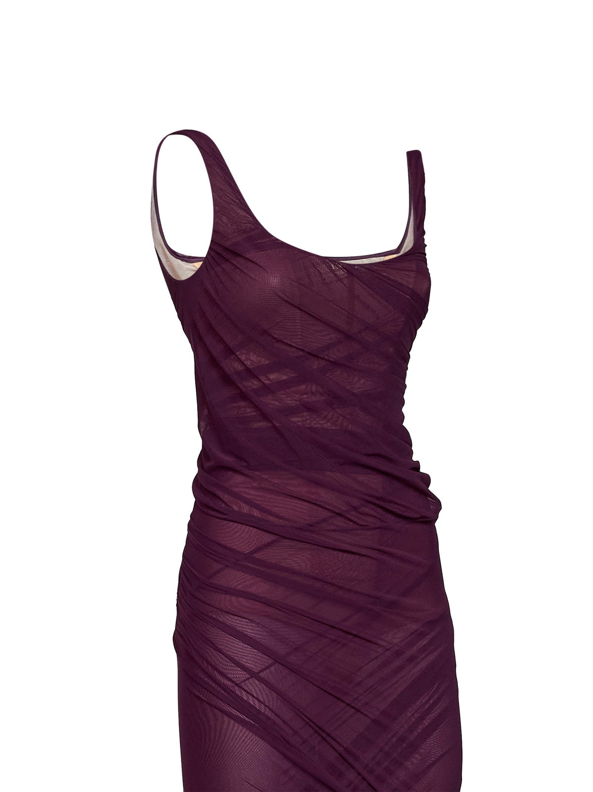 The Attico Women Plum Tulle "Superattico10" Draped Midi/Long Dress