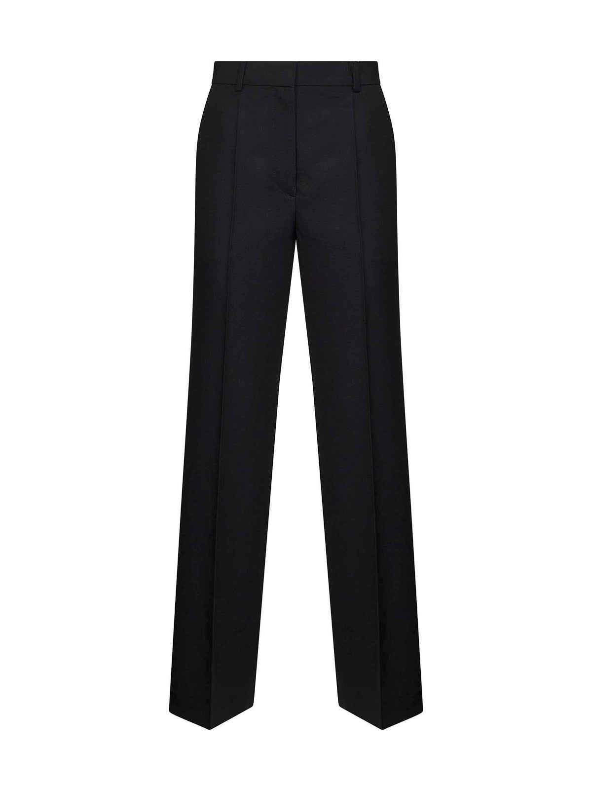 Toteme Women Black Wool Blend Canvas Straight-Leg Suit Trousers