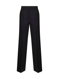 Toteme Women Black Wool Blend Canvas Straight-Leg Suit Trousers
