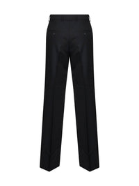 Toteme Women Black Wool Blend Canvas Straight-Leg Suit Trousers