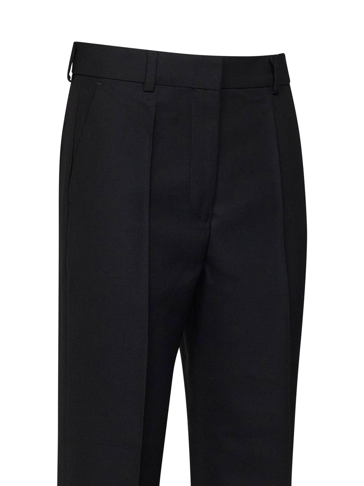 Toteme Women Black Wool Blend Canvas Straight-Leg Suit Trousers