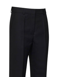 Toteme Women Black Wool Blend Canvas Straight-Leg Suit Trousers