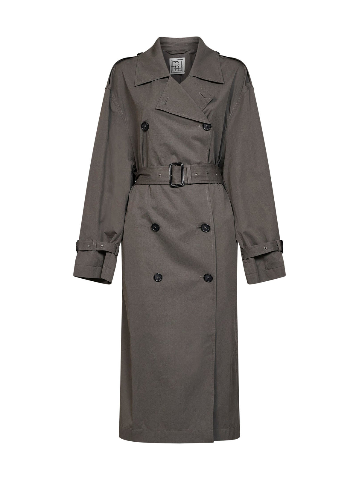 Toteme Women Taupe Crisp Cotton Blend Double-Breasted Trench Coat