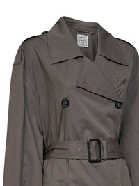 Toteme Women Taupe Crisp Cotton Blend Double-Breasted Trench Coat