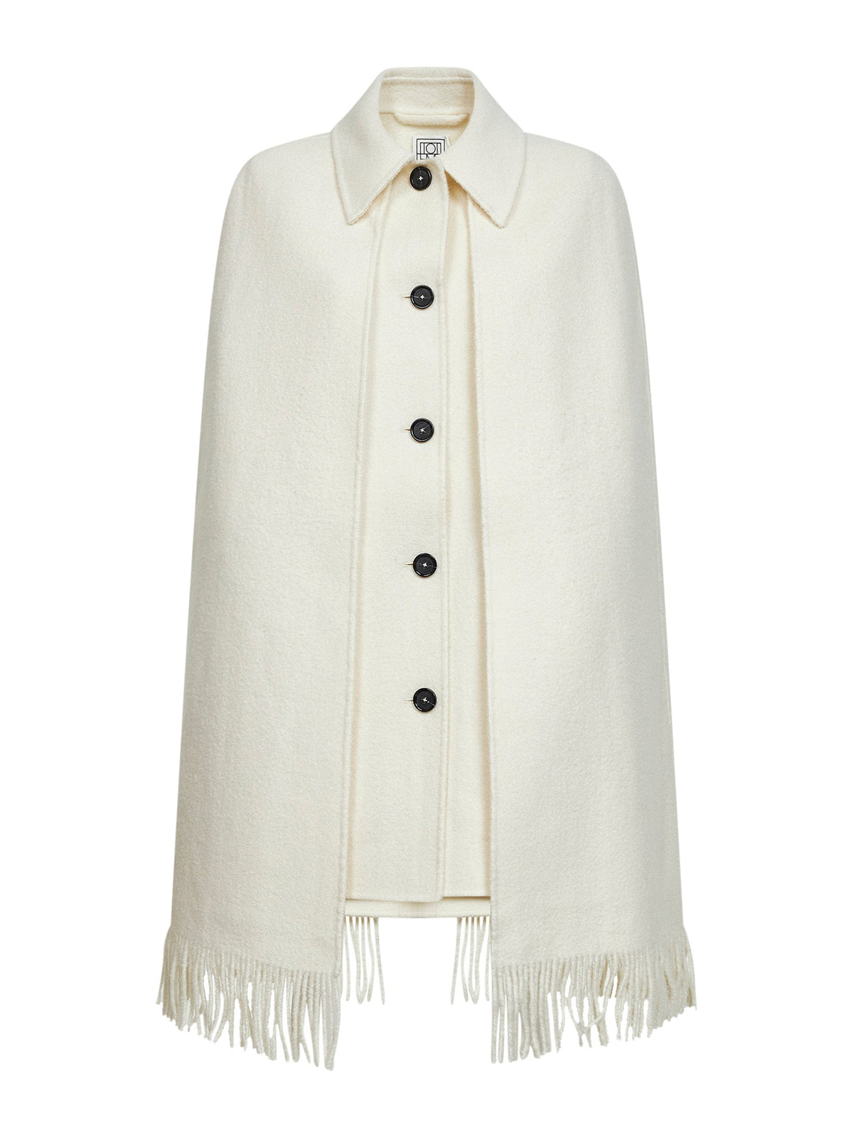 Toteme Women White Bouclé Fringe Cape Coat