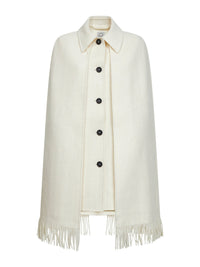 Toteme Women White Bouclé Fringe Cape Coat