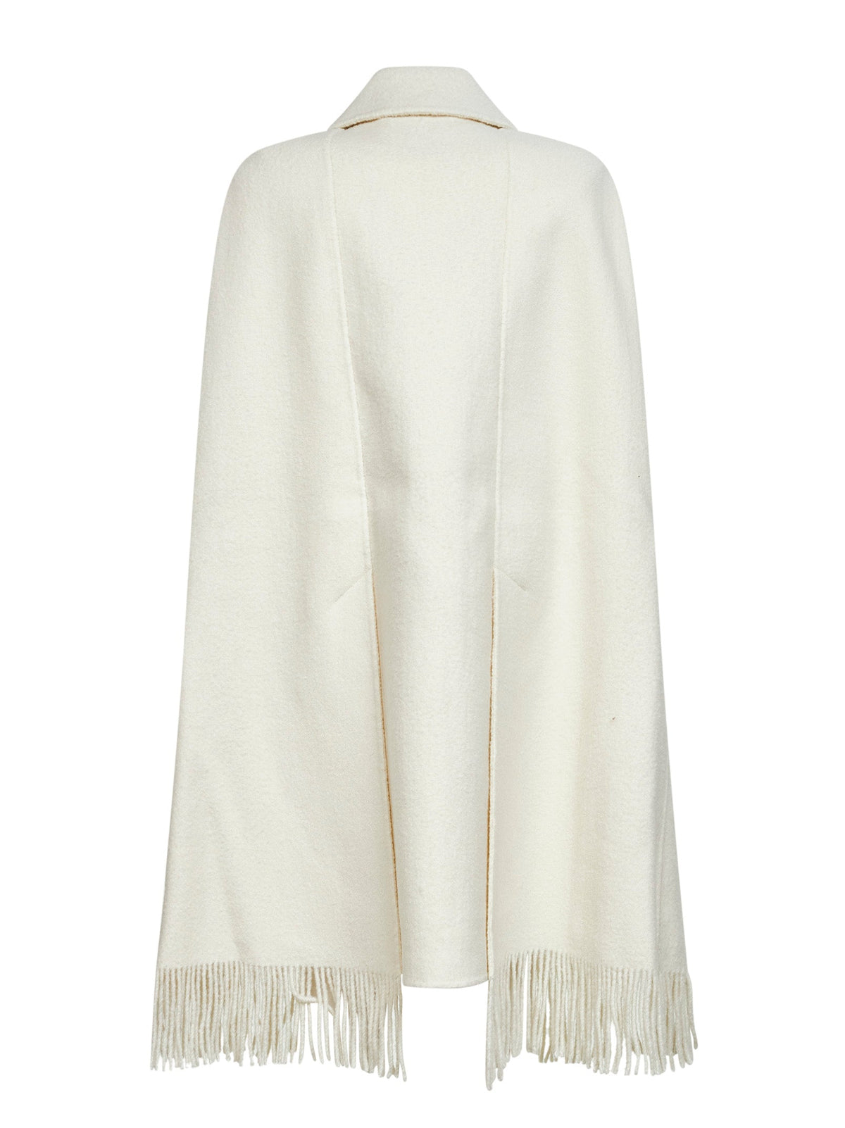 Toteme Women White Bouclé Fringe Cape Coat