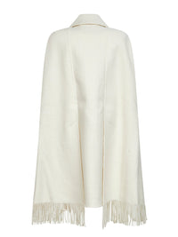 Toteme Women White Bouclé Fringe Cape Coat