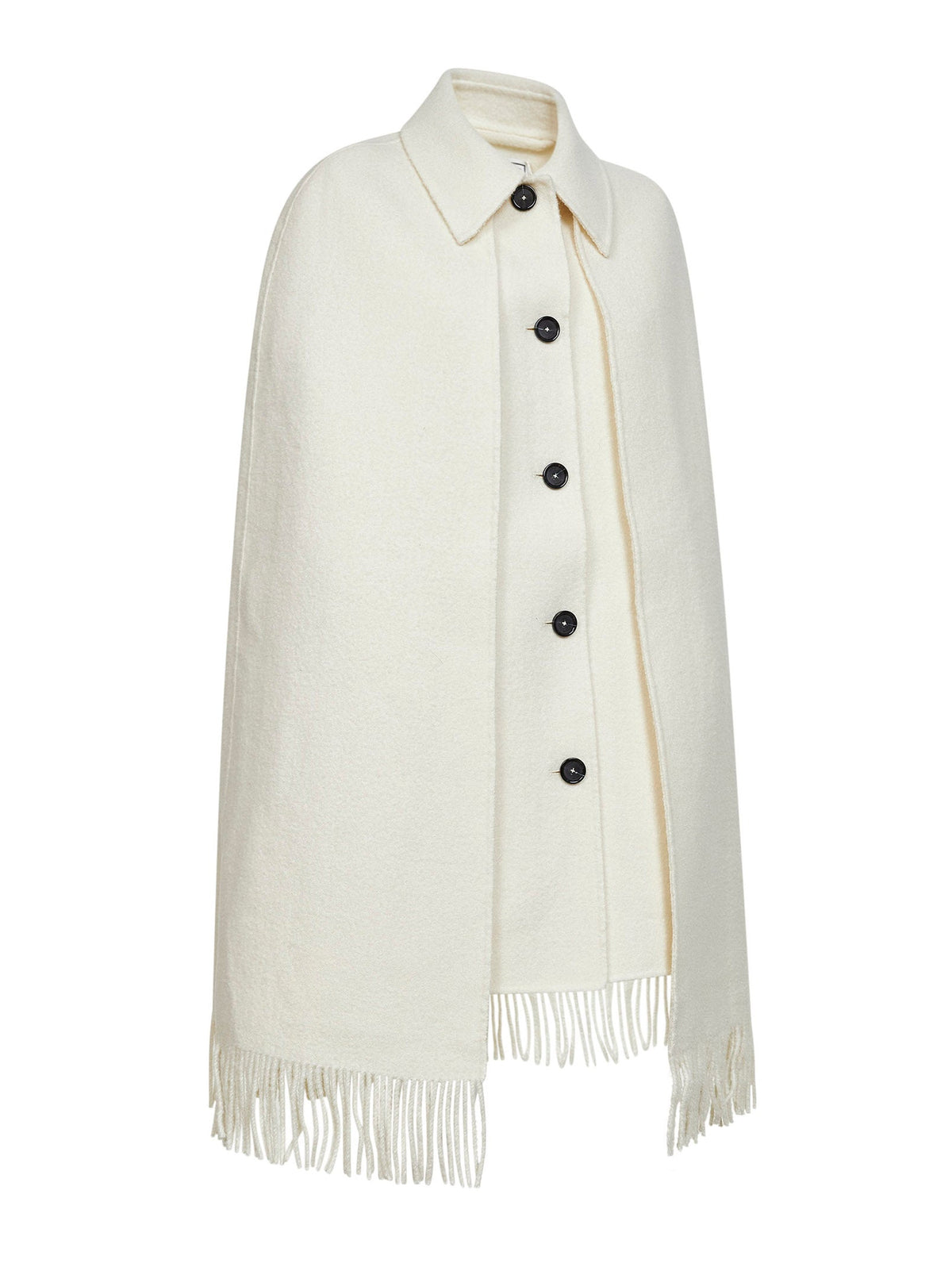 Toteme Women White Bouclé Fringe Cape Coat