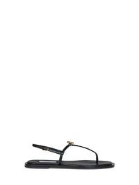 Toteme Women Black Nappa Leather T-Strap Thong Sandals