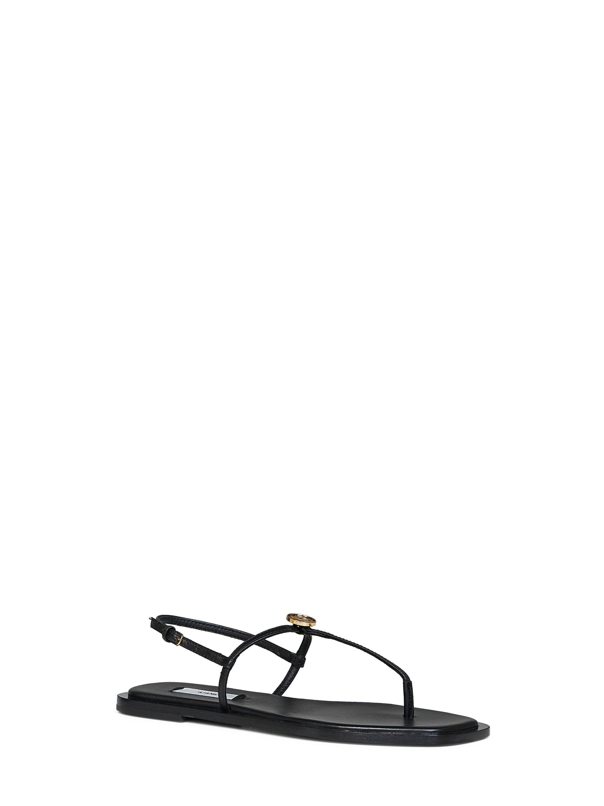 Toteme Women Black Nappa Leather T-Strap Thong Sandals