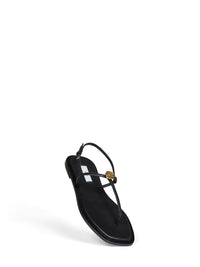 Toteme Women Black Nappa Leather T-Strap Thong Sandals