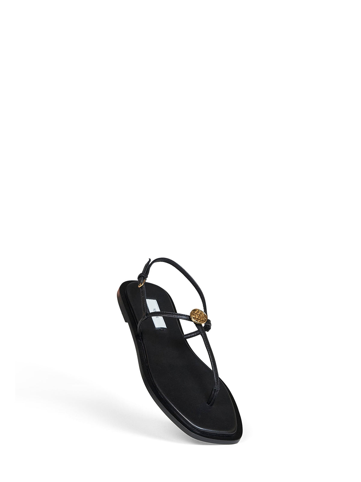 Toteme Women Black Nappa Leather T-Strap Thong Sandals
