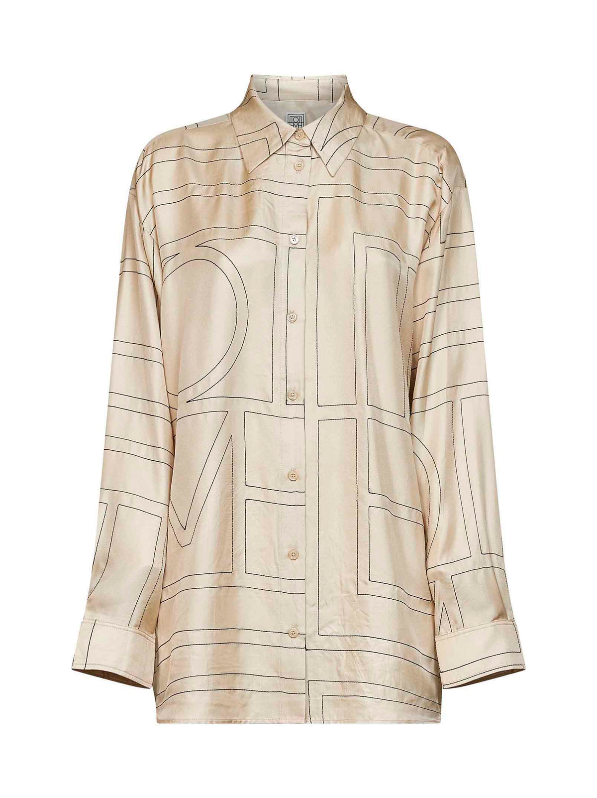 Toteme Women Ivory Monogram Silk Classic Shirt