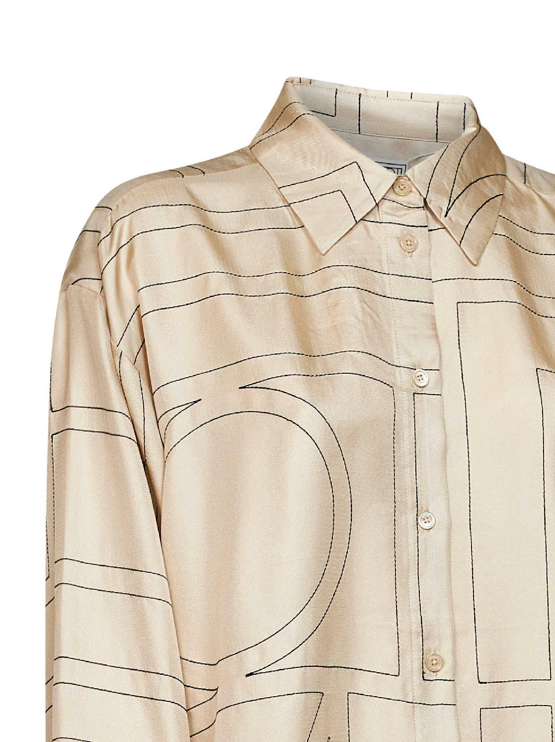 Toteme Women Ivory Monogram Silk Classic Shirt