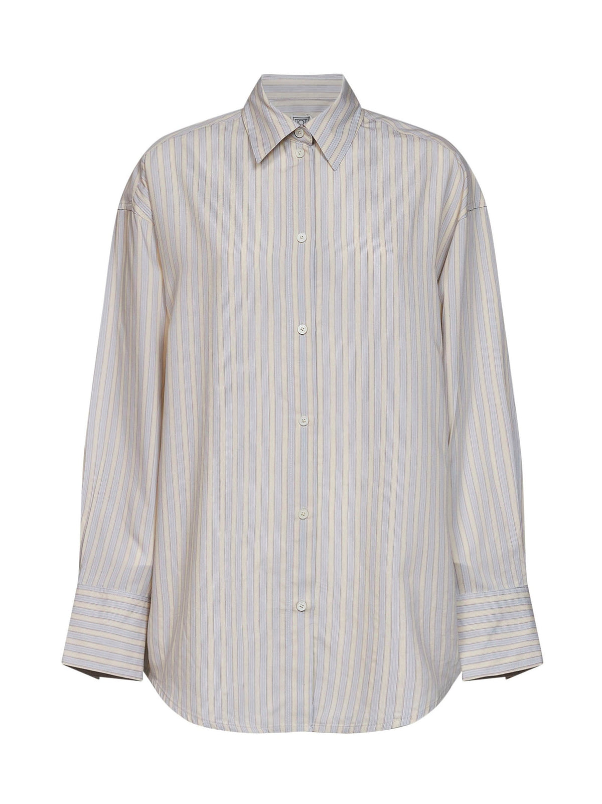 Toteme Women Yellow And Sky Oversized Striped Viscose And Silk Shirt