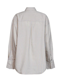 Toteme Women Yellow And Sky Oversized Striped Viscose And Silk Shirt