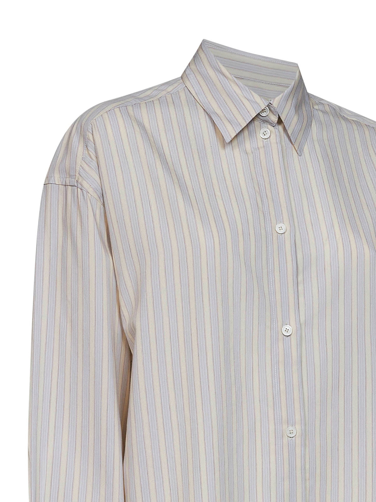 Toteme Women Yellow And Sky Oversized Striped Viscose And Silk Shirt