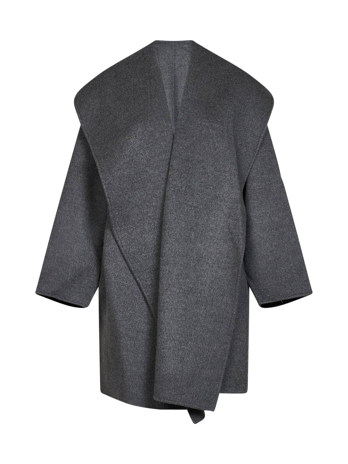 Toteme Women Pale Grey Melange Double Wool Hooded Coat