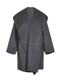 Toteme Women Pale Grey Melange Double Wool Hooded Coat
