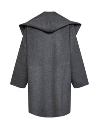 Toteme Women Pale Grey Melange Double Wool Hooded Coat