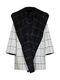 Toteme Women Black And White Check Double Hooded Coat