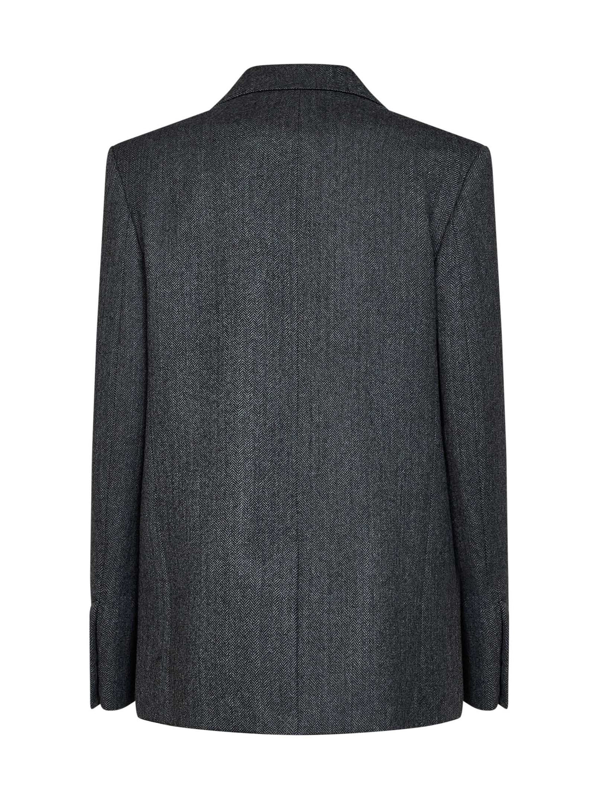 Toteme Women Dark Grey Melange Oversized Herringbone Wool-Blend Blazer