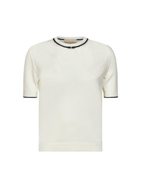 Valentino Women Ivory Wool Sweater With Contrasting Edges And Vlogo