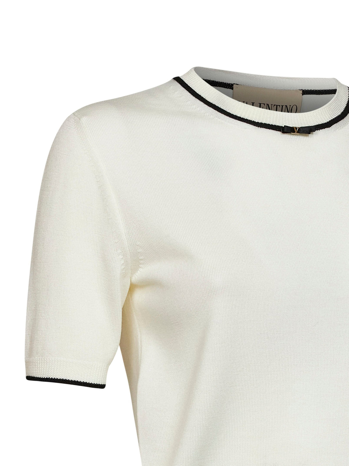 Valentino Women Ivory Wool Sweater With Contrasting Edges And Vlogo