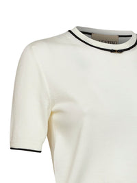 Valentino Women Ivory Wool Sweater With Contrasting Edges And Vlogo