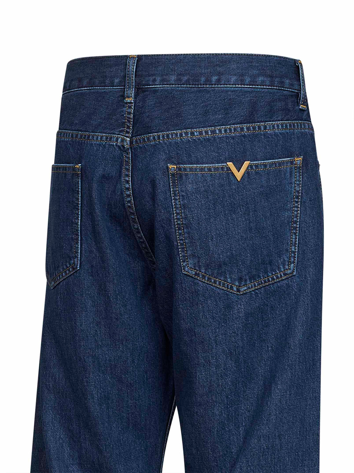 VALENTINO Valentino Men Medium Bue Cotton Denim Valentino Jeans With Vgold