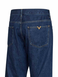 VALENTINO Valentino Men Medium Bue Cotton Denim Valentino Jeans With Vgold