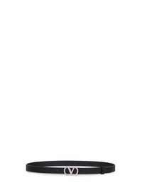 Valentino Garavani Women Black Leather Crystal-Embellished Vlogo Signature Belt
