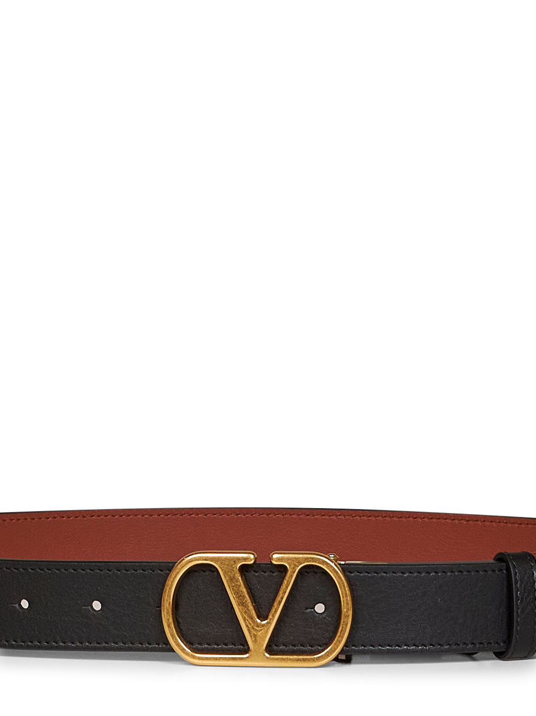 Valentino Garavani Women Black And Deep Caramel Vlogo Signature Reversible Belt