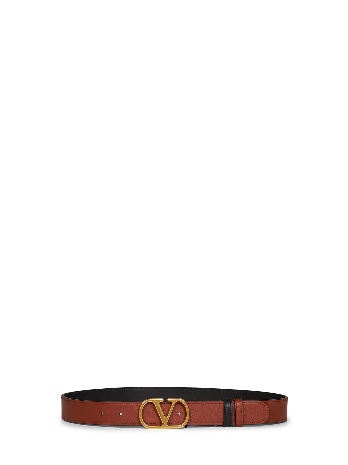 Valentino Garavani Women Black And Deep Caramel Vlogo Signature Reversible Belt