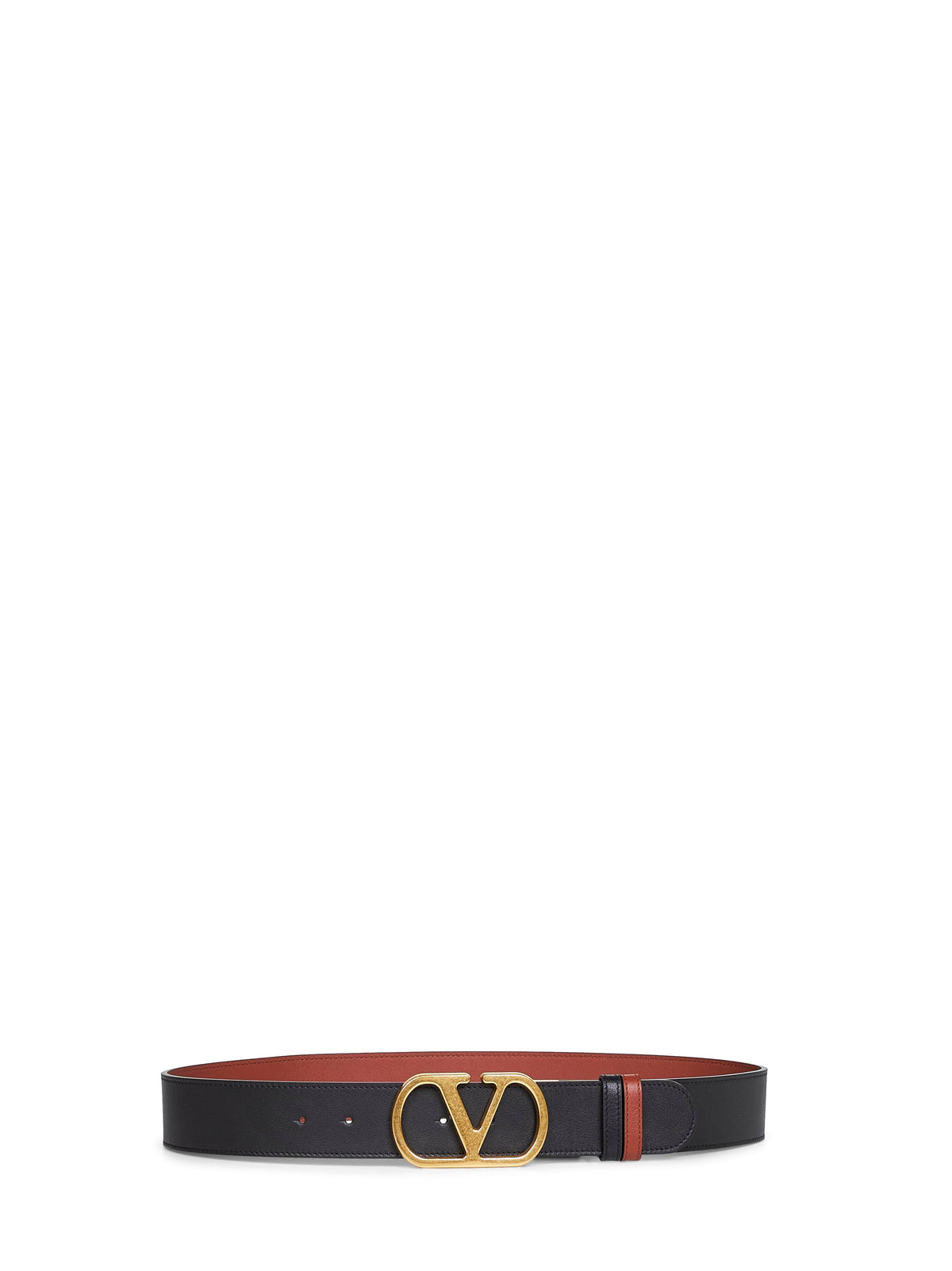 Valentino Garavani Women Black And Deep Caramel Vlogo Signature Reversible Belt