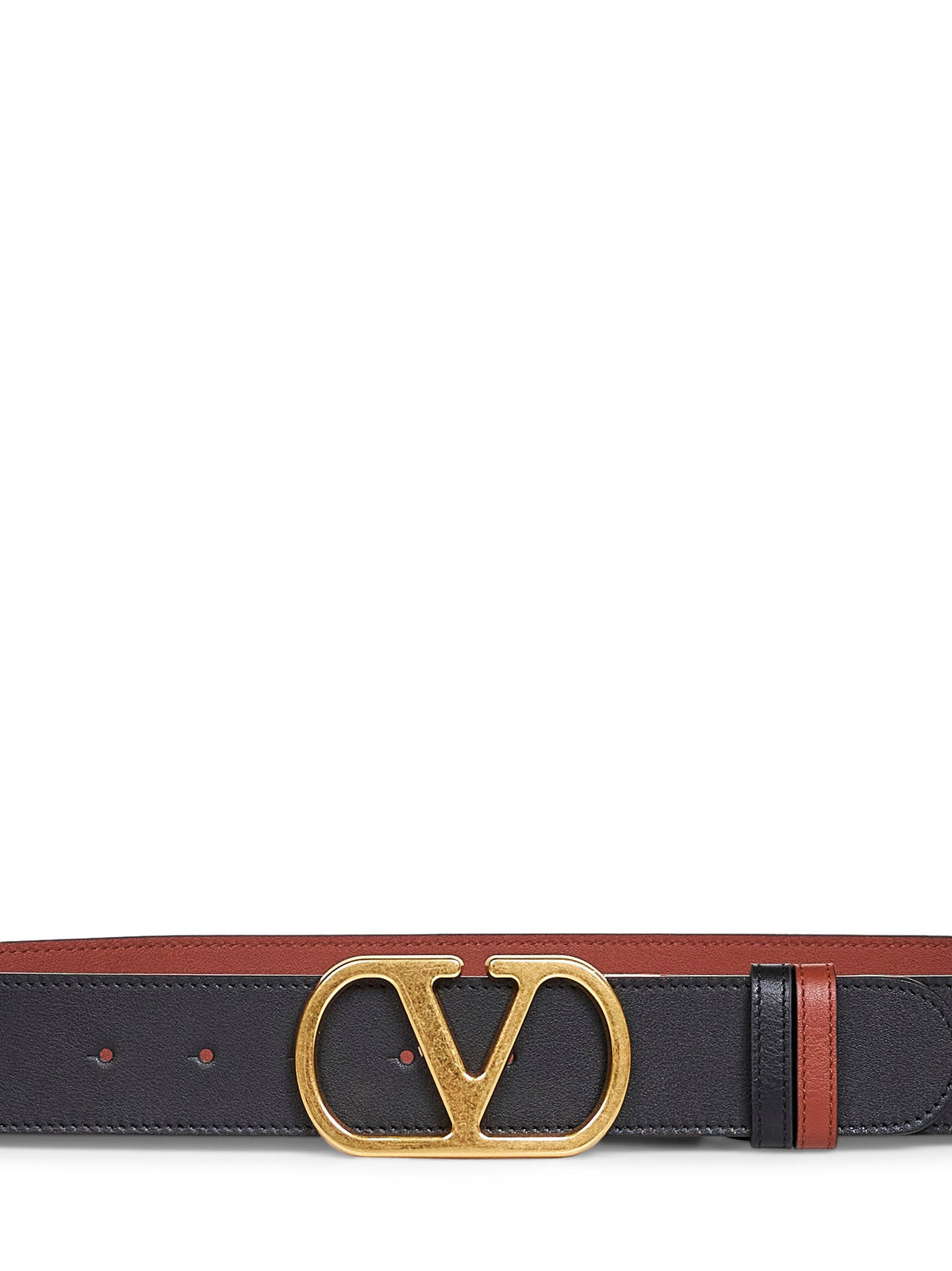 Valentino Garavani Women Black And Deep Caramel Vlogo Signature Reversible Belt
