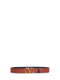 Valentino Garavani Women Black And Deep Caramel Vlogo Signature Reversible Belt