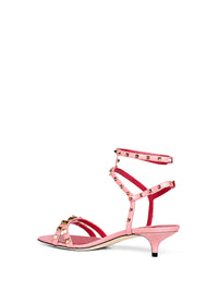 Valentino Garavani Women Candy Pink Calfskin Leather Rockstud 40 Sandals