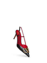 Valentino Garavani Women Black Calfskin Leather Vlogo Signature 80Mm Slingback Pumps