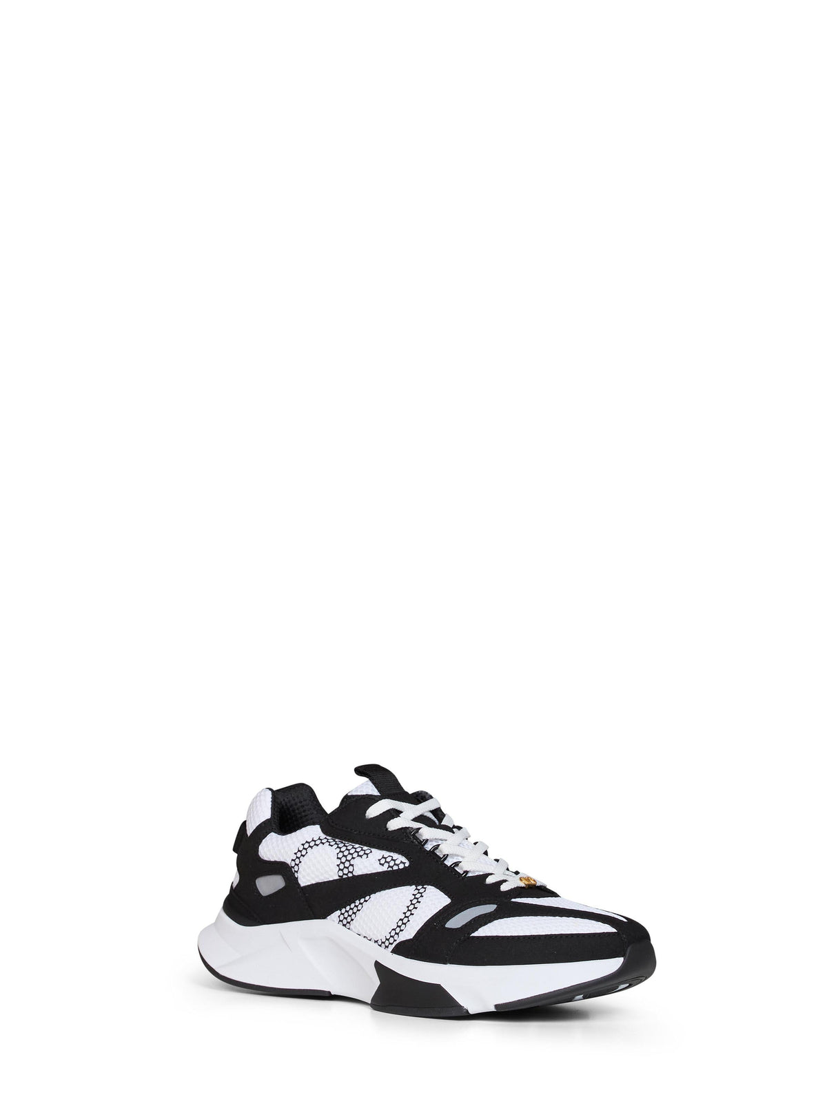 Valentino Garavani Men White And Black And Grey Mesh And Suede Demivee Low-Top Sneakers