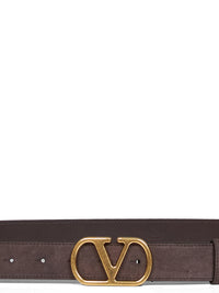 Valentino Garavani Men Brown Suede Vlogo Singature Belt