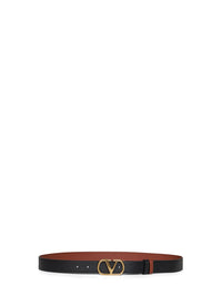 Valentino Garavani Men Black And Deep Caramel Vlogo Signature Reversible Belt