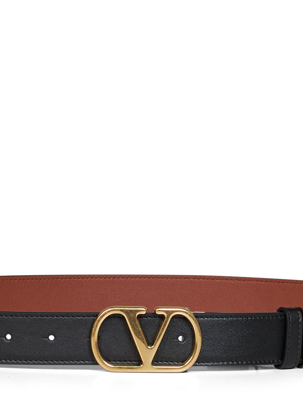 Valentino Garavani Men Black And Deep Caramel Vlogo Signature Reversible Belt