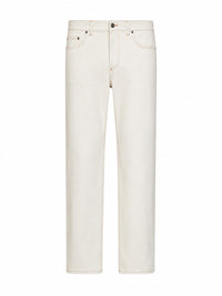 Versace Men Ivory Stretch Cotton Denim Tapered Jeans