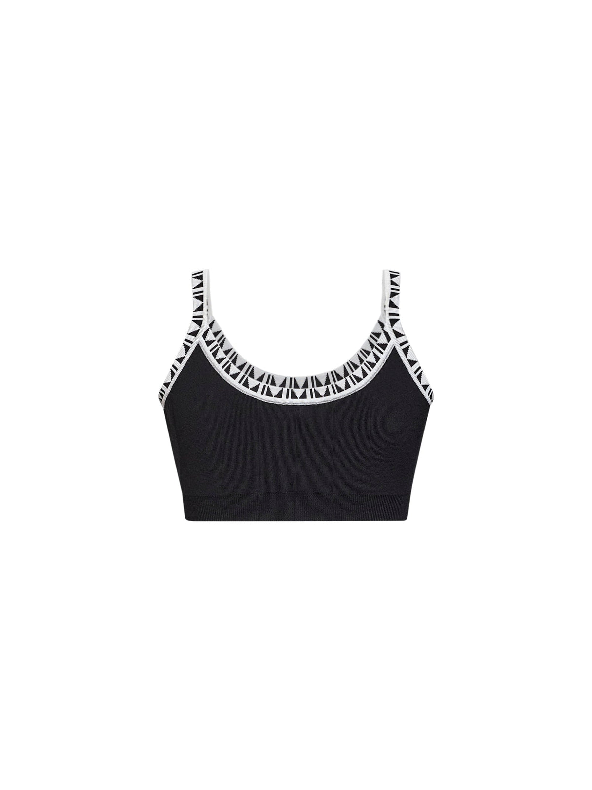 Versace Women Black Knit Cropped Top With Jacquard Details