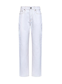 Versace Women White Garment-Dyed Denim High-Rise Jeans