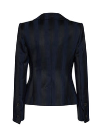 Vivienne Westwood Women Midnight Blue And Black Striped Wool Georgia Double-Breasted Jacket