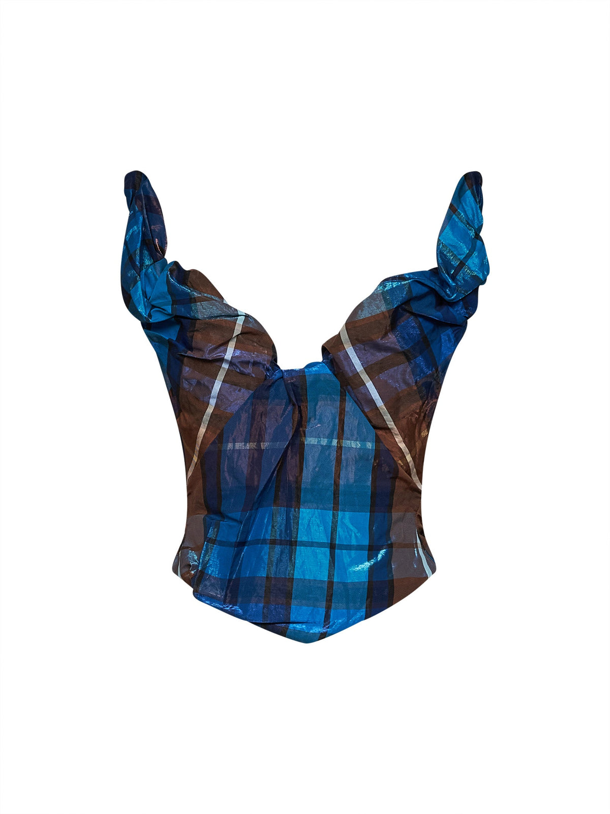Vivienne Westwood Women Blue And Brown Tartan On Point Corset